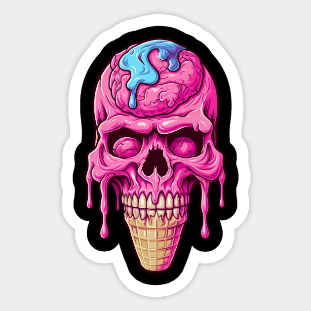 Skull ice cream cone - Happy Halloween Sticker by Unelmoija